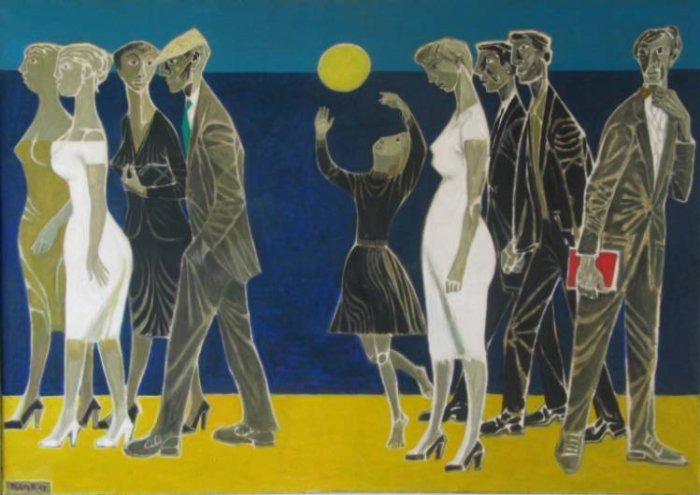 Marek Żuławski (1908-1985), Ludzie nad morzem, 1957, olej na płótnie, 208 x 290 cm