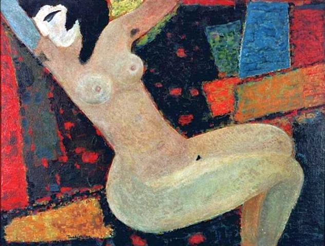 Zygmunt Turkiewicz (1913-1973), Reclining nude, b.r., olej na płycie, 91,5 x 121,5 cm