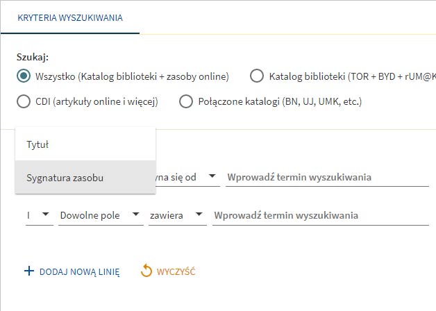 Katalog zasobów - pomoc - sygnatura zasobów