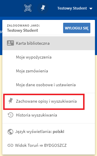 Zachowane opisy - menu