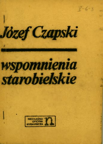  Czapski Józef, Wspomnienia starobielskie