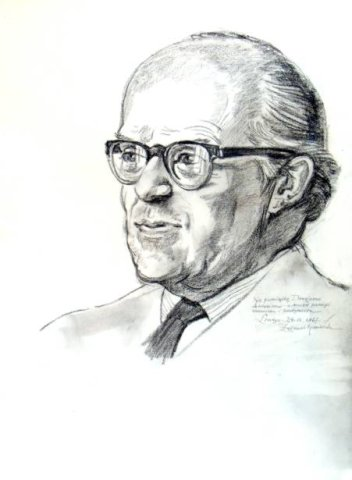 Zygmunt Kamiński, Portret Antoniego Bormana, sekretarza i administratora Wiadomości, 1967, kredka, 39 x 29 cm